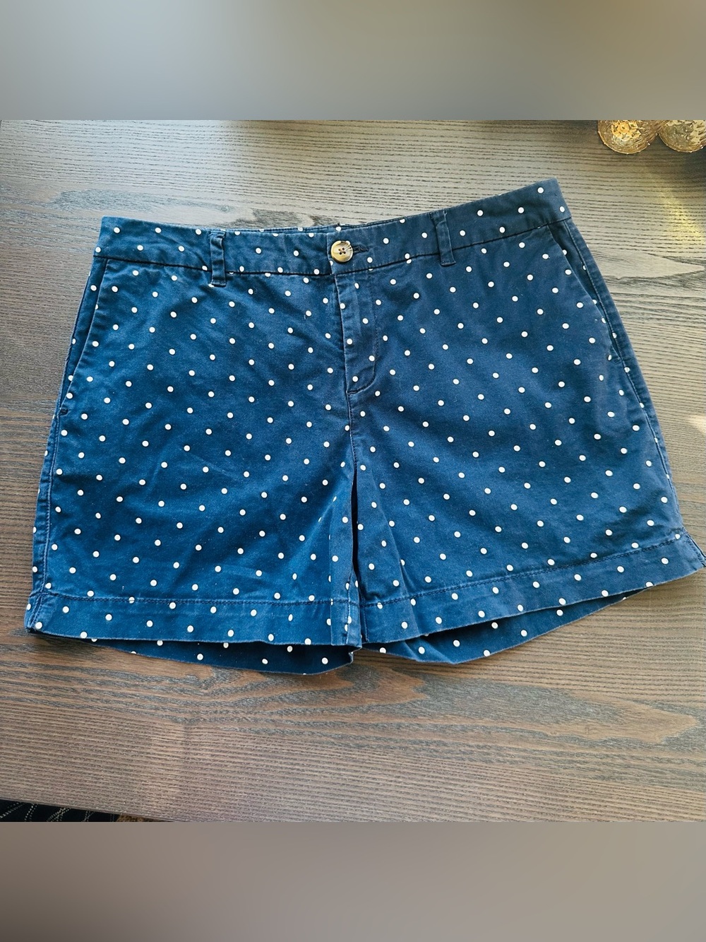Style & Co Navy White Polka Dot High Waist Cotton Shorts Size 12